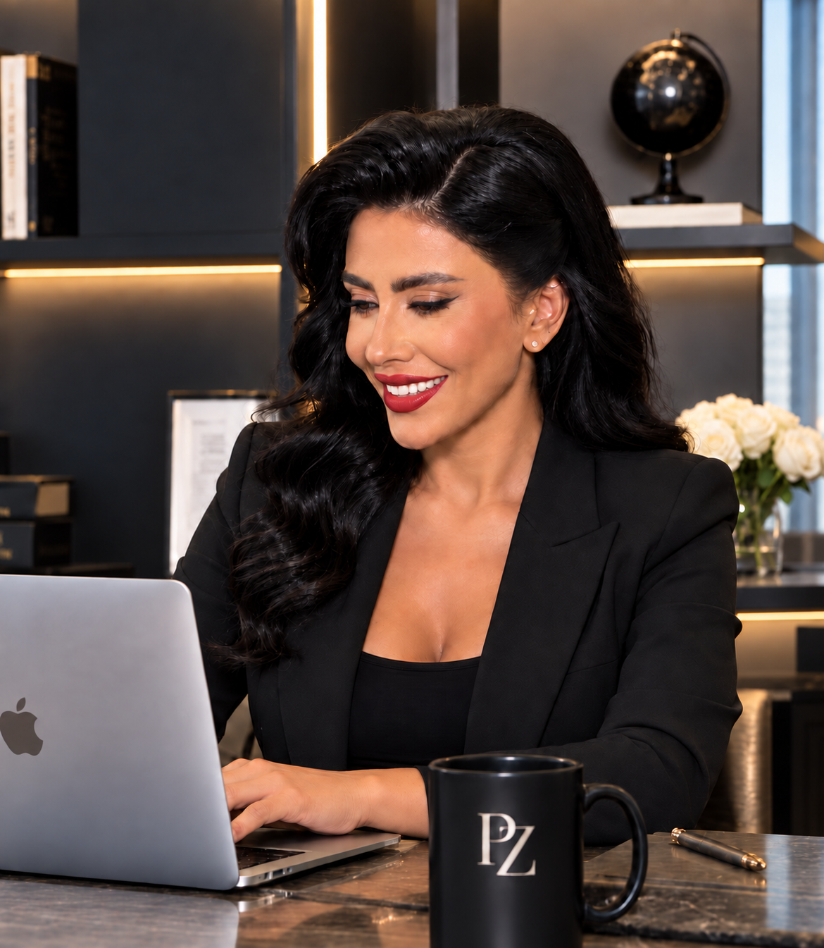 Pascale Al Zarka working at her desk
